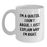 Funny Quilter Gifts from Friends and Family for Quilters Unique Christmas Memorable Presents White Coffee Mug - Main